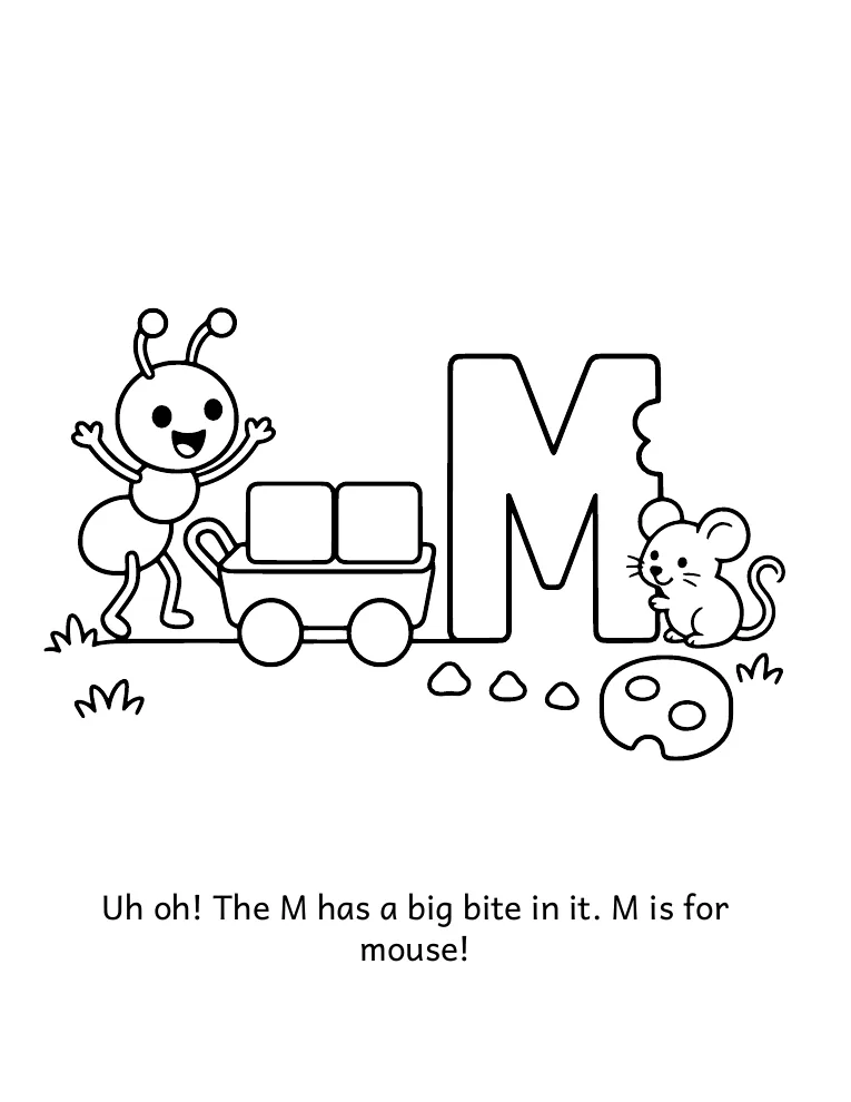 Letter M coloring page