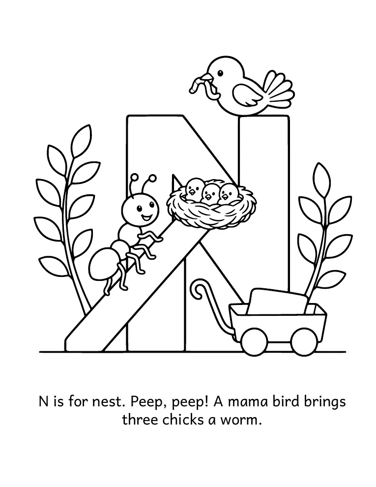 Letter N coloring page
