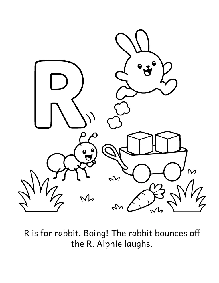 Letter R coloring page