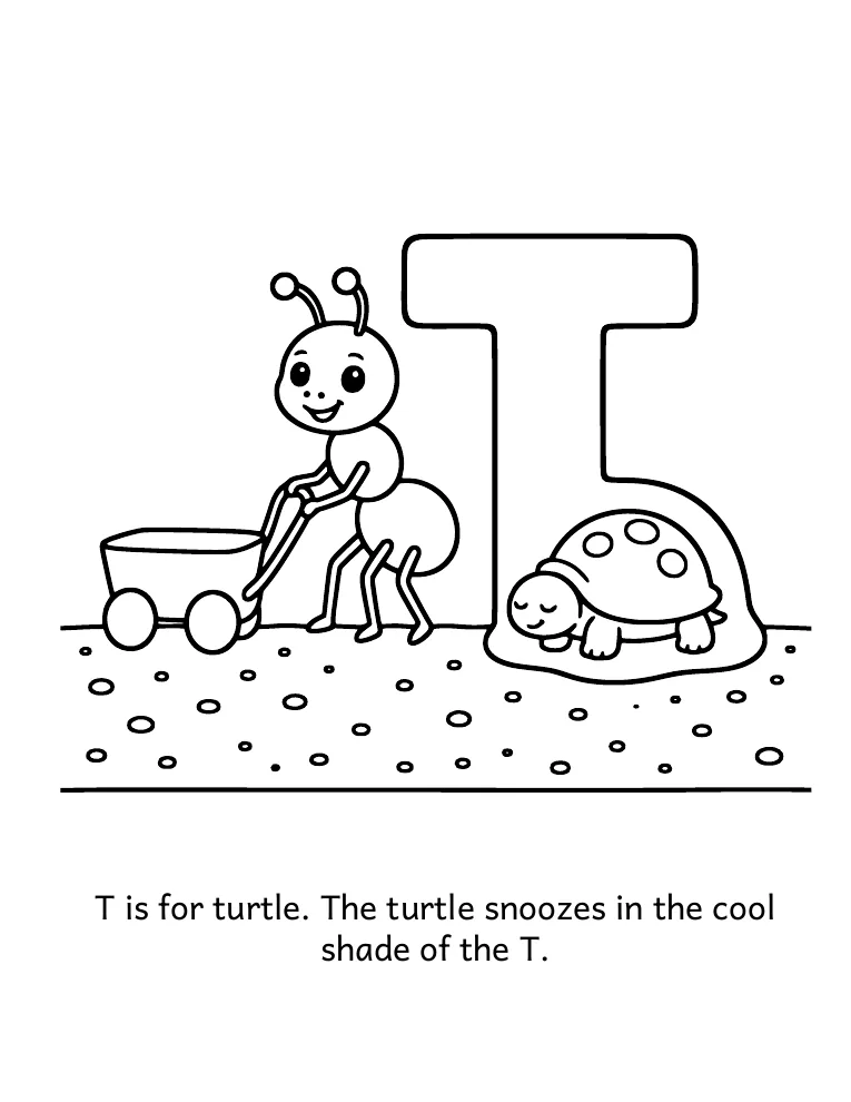 Letter T coloring page