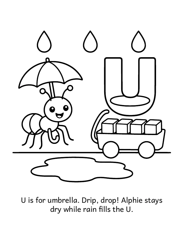 Letter U coloring page