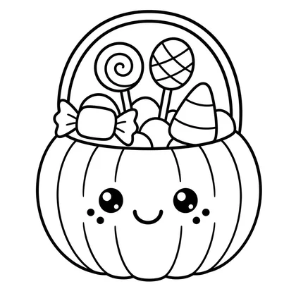Pumpkin trick-or-treat bucket coloring page