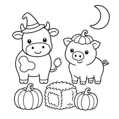 Moo and Rosie coloring page