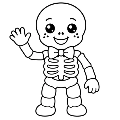 Friendly skeleton coloring page