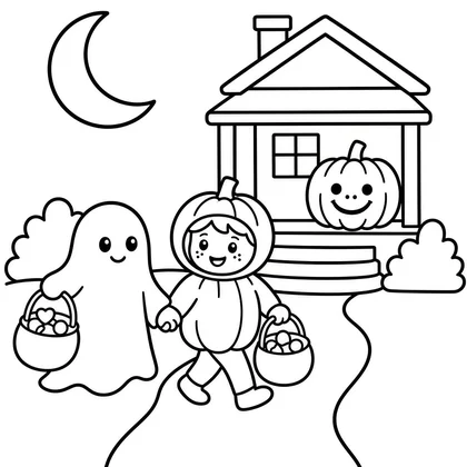 Trick-or-treat coloring page