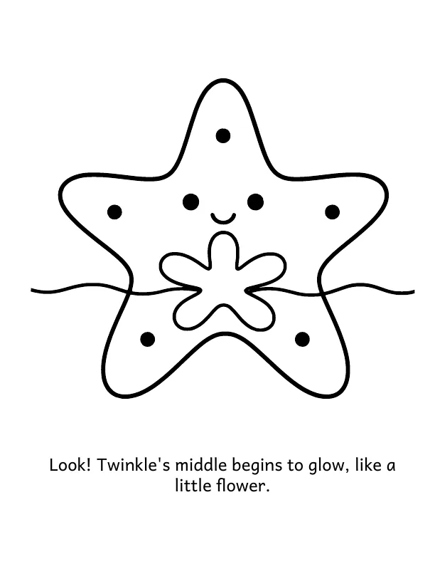 Picture 2 of Goodnight, Reef: Look! Twinkle's middle begins to glow, like a little flower.