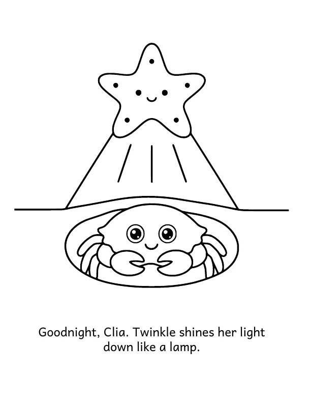 Picture 3 of Goodnight, Reef: Goodnight, Clia. Twinkle shines her light down like a lamp.