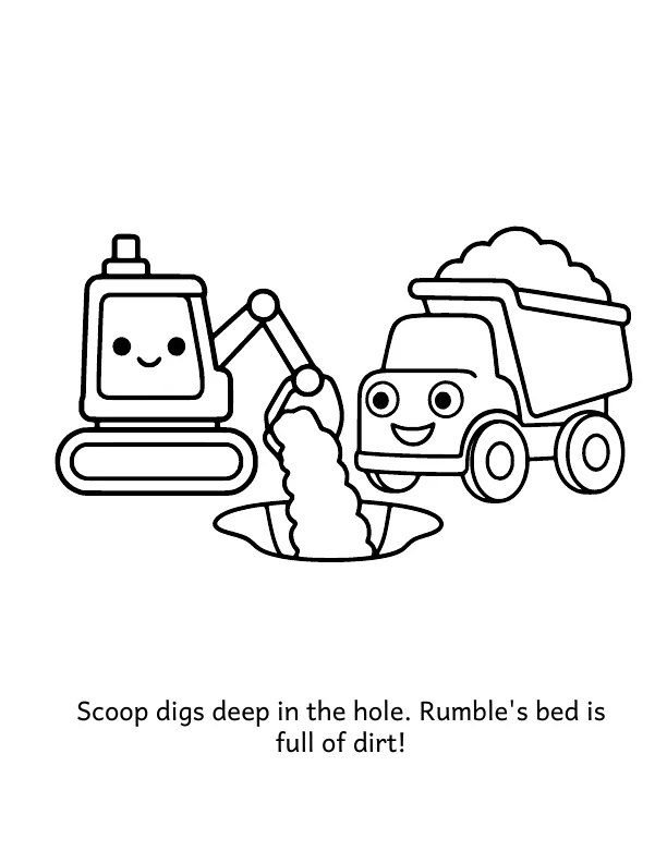 Picture 3 of Scoop's Big Dig: Scoop digs deep in the hole. Rumble's bed is full of dirt!