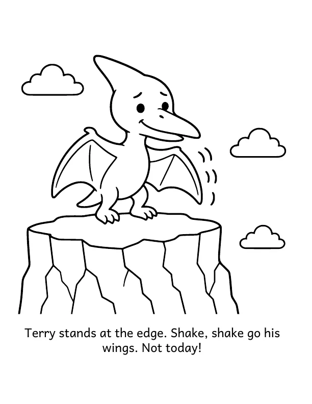 Picture 5 of Terry's Big Glide: Terry stands at the edge. Shake, shake go his wings. Not today!
