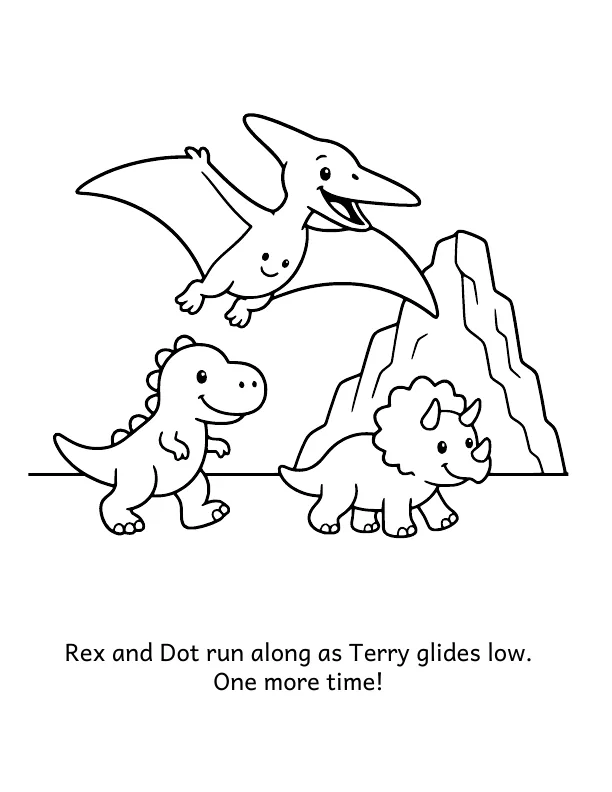 Picture 9 of Terry's Big Glide: Rex and Dot run along as Terry glides low. One more time!