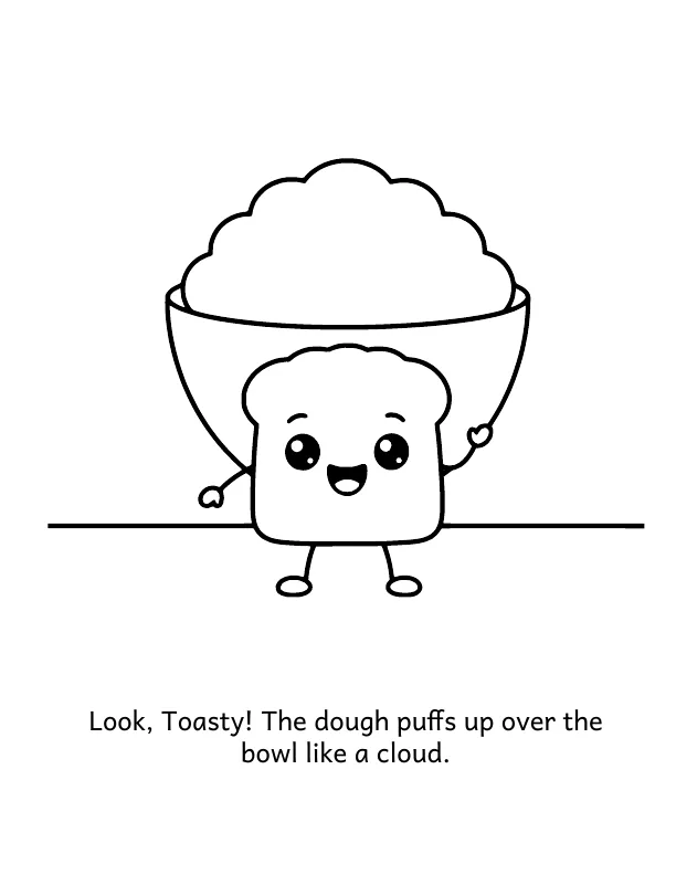 Picture 2 of The Bread Balloon: Look, Toasty! The dough puffs up over the bowl like a cloud.