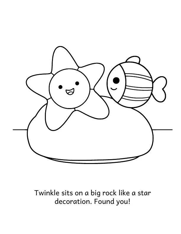 Picture 3 of The Reef Hide-and-Seek: Twinkle sits on a big rock like a star decoration. Found you!